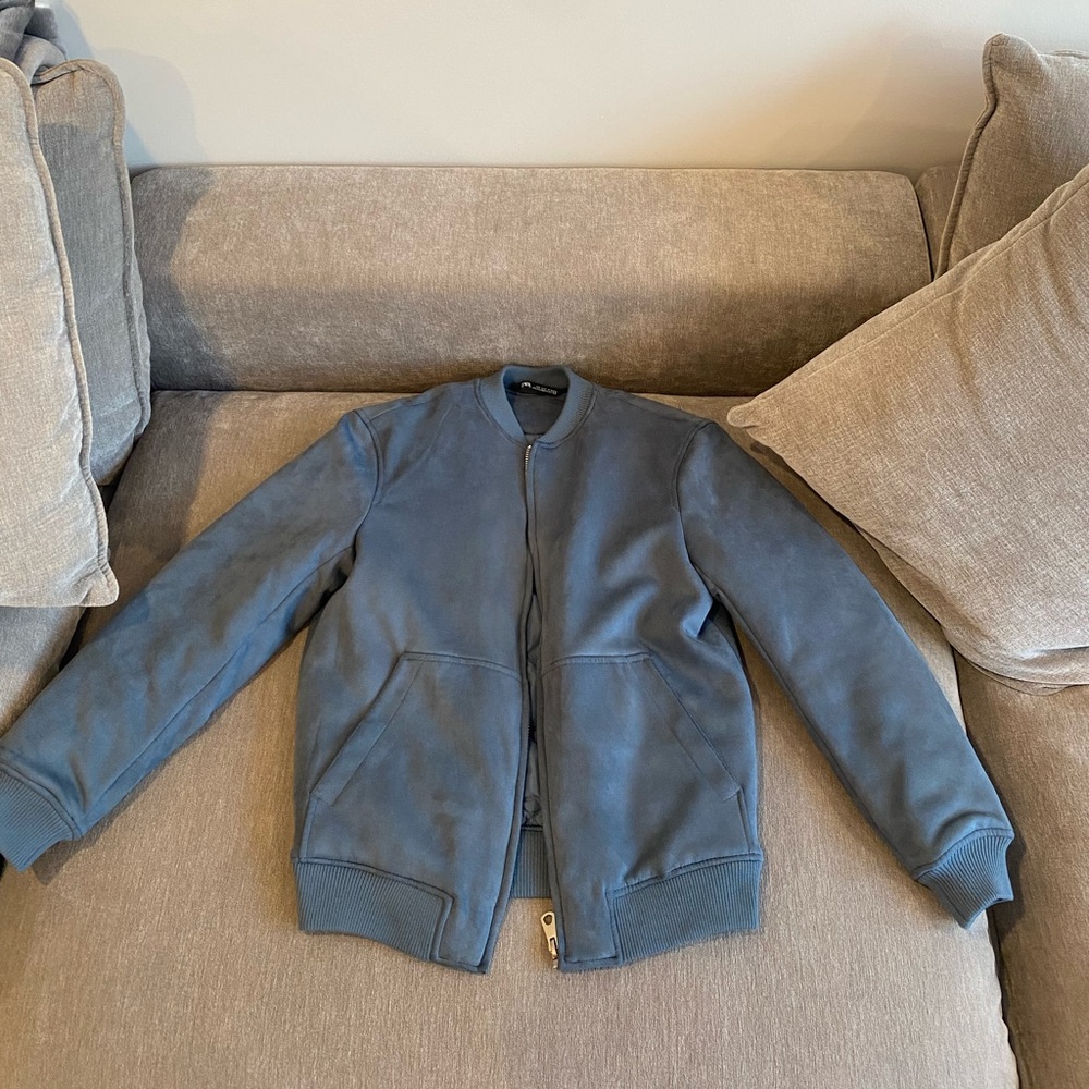 Zara Men’s suede affect padded bomber jacket